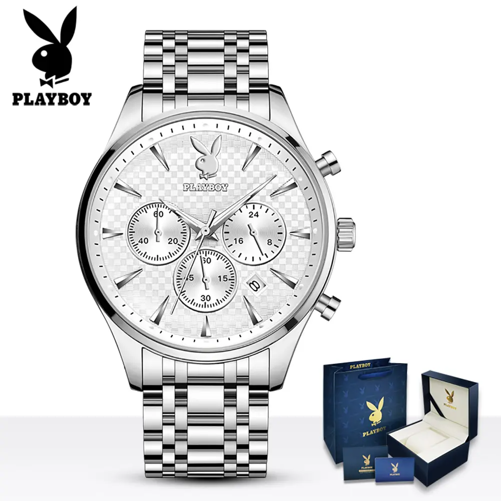 PLAYBOY นาฬิกาผู้ชาย มาใหม่ 2025 มัลติฟังก์ชั่น อินเทรนด์ ระดับไฮเอนด์ ดีไซน์หล่อ เหมาะสำหรับนักเรียนและกีฬา กันน้ำ