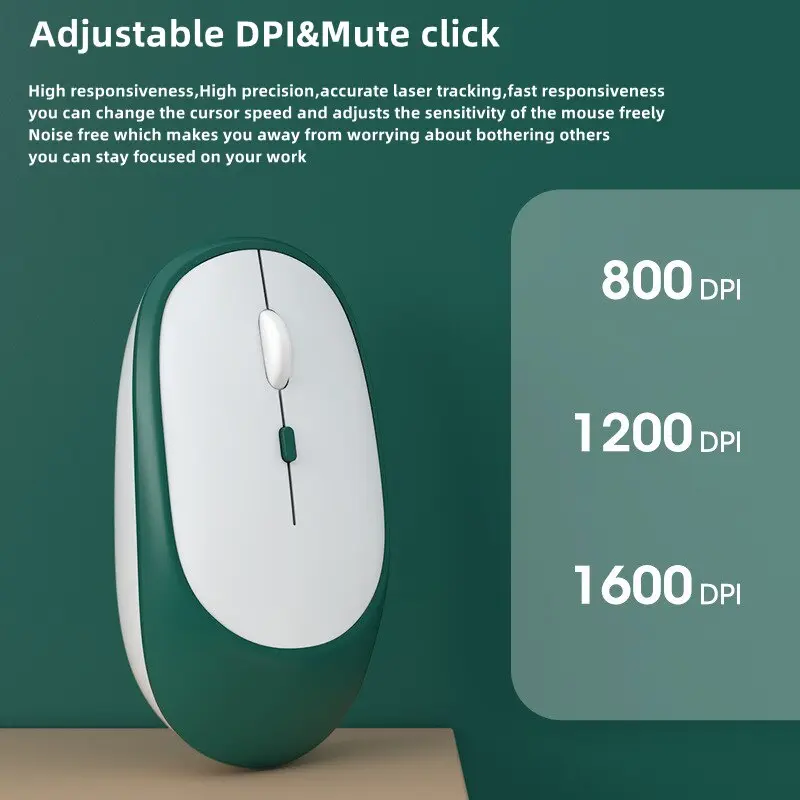 Mouse Bluetooth Wireless Silent Senyap Ultra Tipis Portable Rechargeable 2in1USB Dongle 2.4ghz & Bluetooth 5