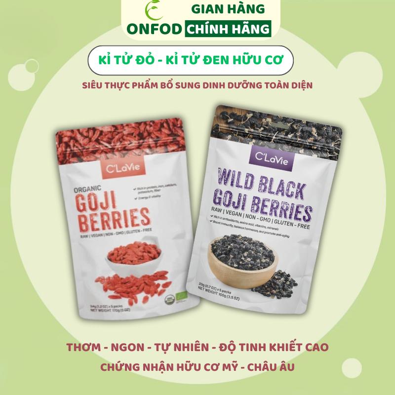 Kỷ tử đỏ hắc kỉ tử hữu cơ organic ONFOD Clavie healthy eat clean bồi bổ sức khoẻ