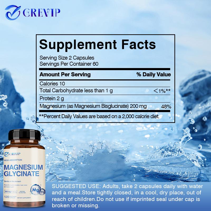 Magnesium Glycinate Health Support - Berkualitas Tinggi - Bahan Alami - Dukungan Komprehensif untuk Jantung, Otak dan Tulang - Cocok untuk Pria dan Wanita - Bebas Gluten 3