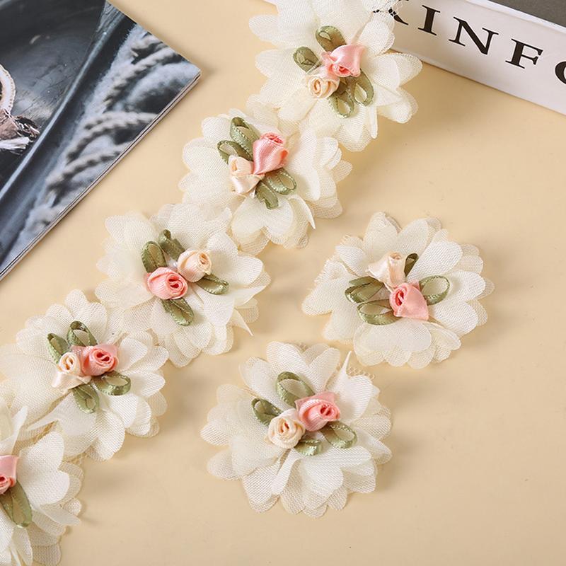 Miếng Dán Thêu Hoa 3D, 10 Cái, Với Hoa, Viền Vải Ren Tự Làm, Rộng 5CM 0