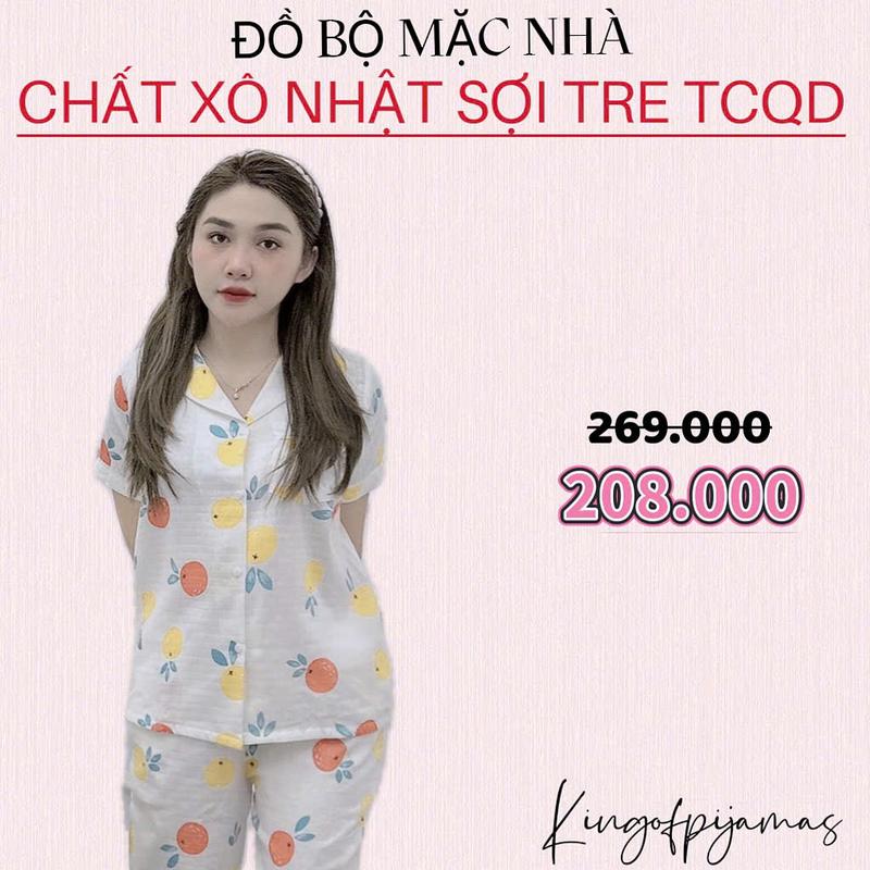 Bộ pijama bộ mặc nhà kingofpijamas Xô nhật sợi tre tay cộc quần dài siêu mát 2023 3