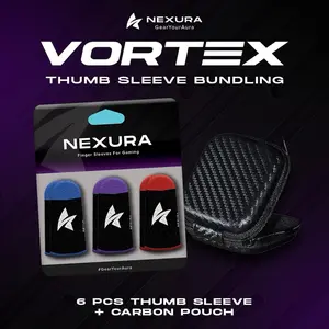 NEXURA Vortex Bundle 6PCS Sarung Jempol Gaming Responsif, Anti Keringat, & Kualitas Premium + Gratis Pouch Carbon