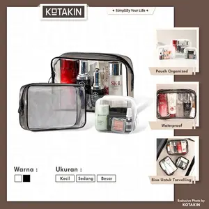 KOTAKIN Pouch Wash Bag Travel Tas Make Up Skincare Transparan Waterproof Toiletries Perlengkapan Alat Mandi