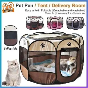 Rumah kucing yang nyaman dan murah Pagar Tenda Lipat Portabel dengan Lipat Portable Anjing Portable Tempat Tidur Anak Kitten  Aksesoris Kucing Kandang Kucing Melahirkan Besar Tenda Kucing Kecil Anjing Hewan Kucing Anjing Lipat Hewan Bahan Kain