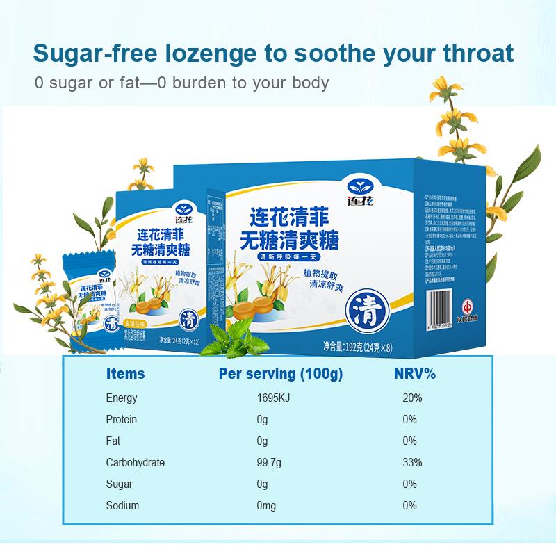 Lozenge Không Đường YILING Lianhua Qingfei, Giảm Đỏ Và Đau, Chăm Sóc Họng, Ngầu Và Tươi Mới, Hơi Thở Tươi Mát 12pcs/box kẹo  dẻo Snack Candy 1