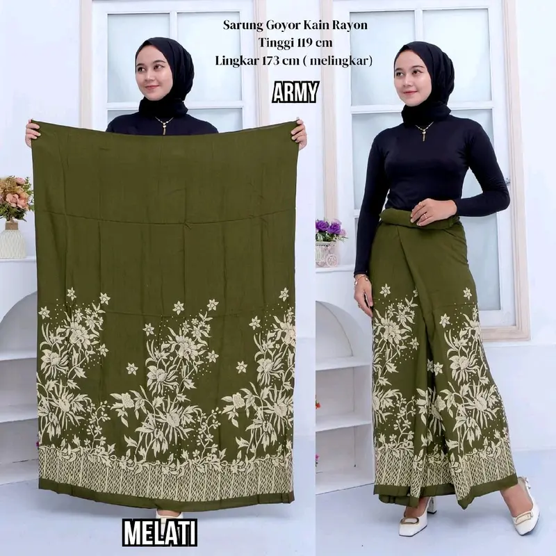 Fashion sarung halus Santriwati Putri Gloyor Motif Batik printing  Kain Rayon sarung  Remaja  Nyaman sarung Wanita Muslim 1