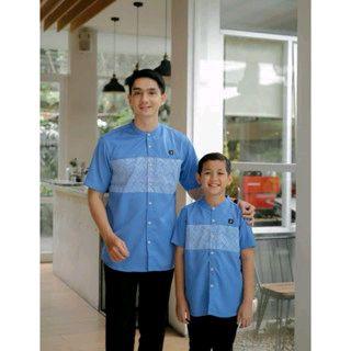 Baju koko cople ayah anak terbaru pakaian muslim pria dewasa dan anak koko kurta lebaran simple elegan lembut halus baju koko lengan pendek 2