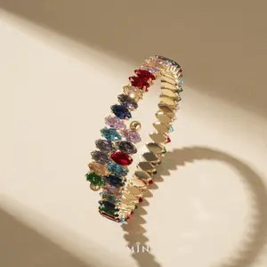 Lumina Jewels - Gelang Adjustable Batu Warna-Warni Rhodium