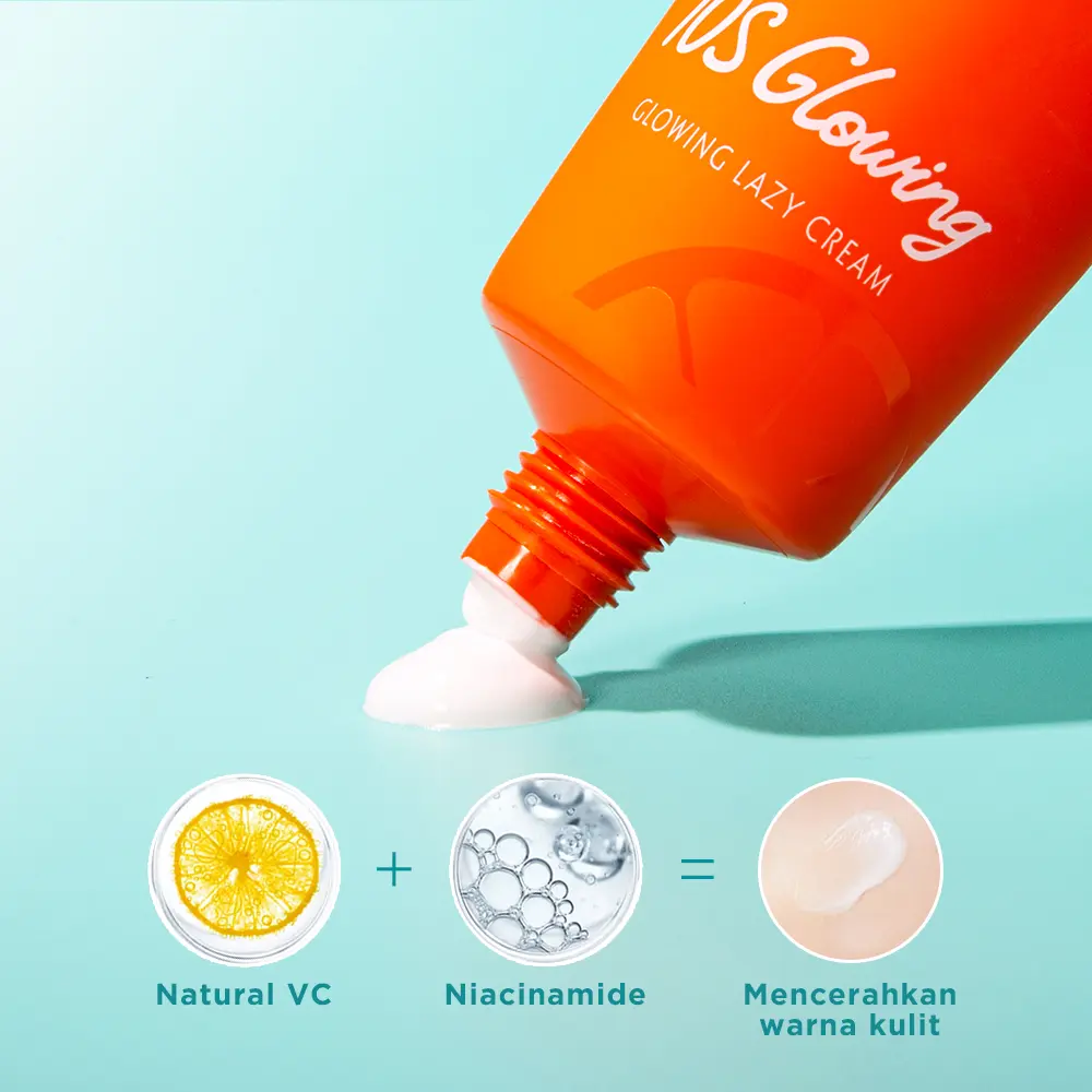 INTOFACE 10s Makeup VC Glowing Lazy Cream 60g Face Base Makeup Whitening Cream With Niacinamide Hyaluronic Acid Krim Pelembab Pelembab Wajah Pemutih Day Cream whitening lazy cream Krim malas Foundation
