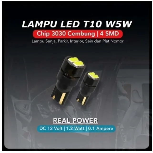 Lampu LED T10 W5W 4 Mata LED 4040 SMD Silicone Lampu Kota Plafon Sein DC12V/2W