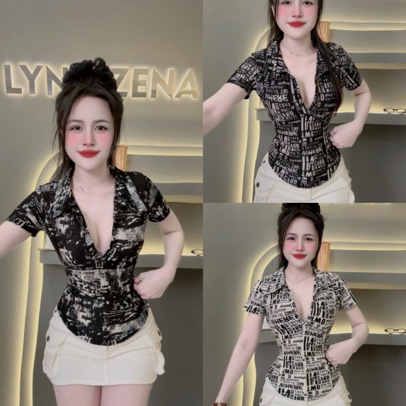 Áo Tk sơ mi cổ bẻ tay ngắn sang trọng nhà Lynh Zena_A7149