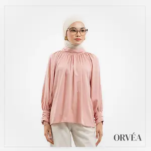 ORVEA Drapir Turtle Neck Blouse Rayon Twill Premium I Atasan Lengan Panjang Elegan untuk Tampilan Mewah