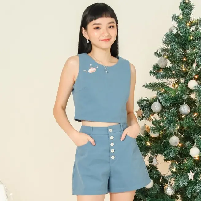 [RESTOCK] Madeleine Front Buttons Shorts Cobalt
