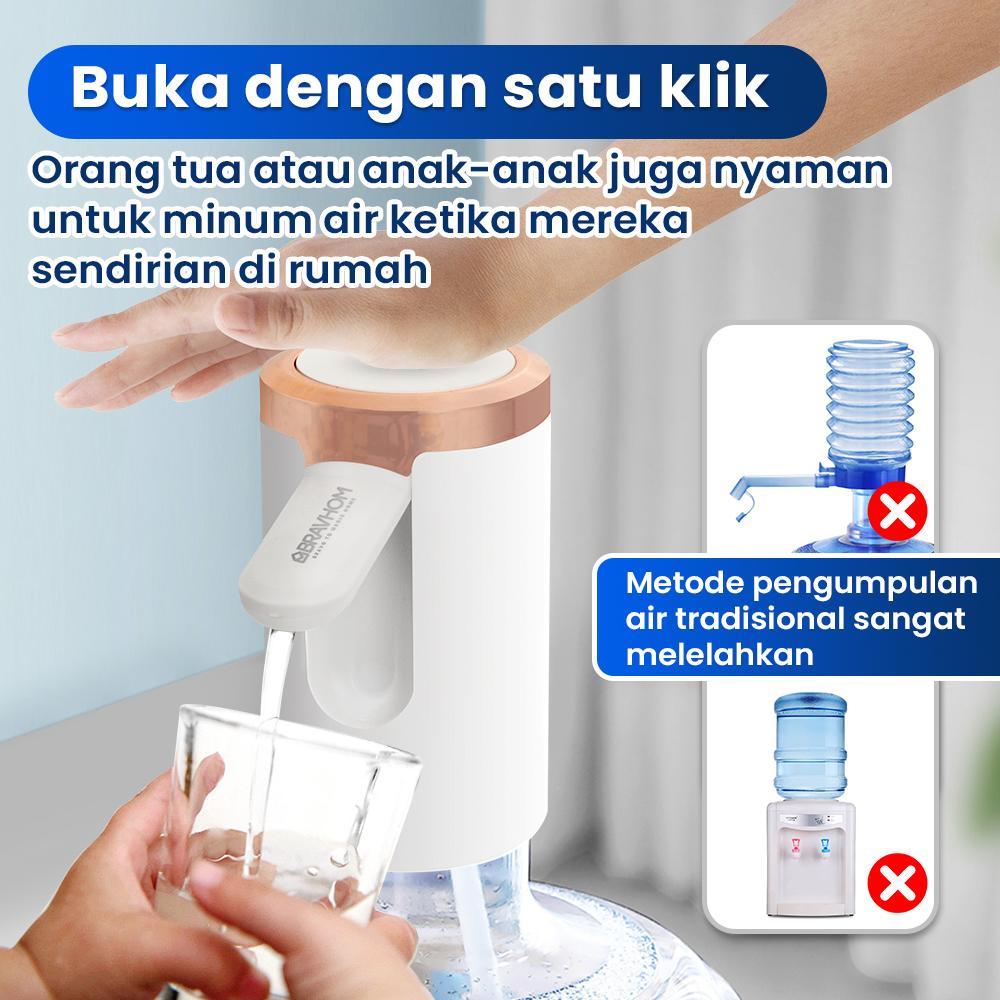 (COD)【 Live Exclusive】 Bravhom Pompa Galon Electric Dapat Dilipat USB Dispenser Portable Galon Air Elektrik NEW