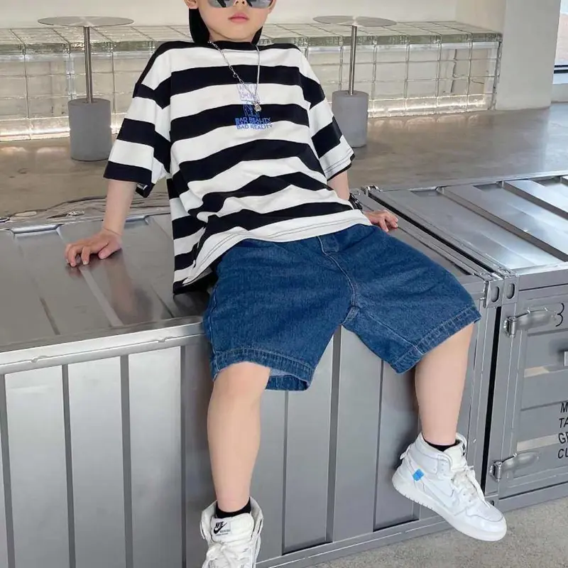 Lanbao-Quần Ngắn Denim Cho Trẻ Em, Quần Ngắn Cho Bé Trai, Quần Jean, 4-13 Tuổi 1