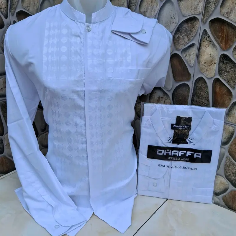 Kemko Premium Daffa Kemko Mewah Bordir Putih Katun Halus - Koko kemeja 0