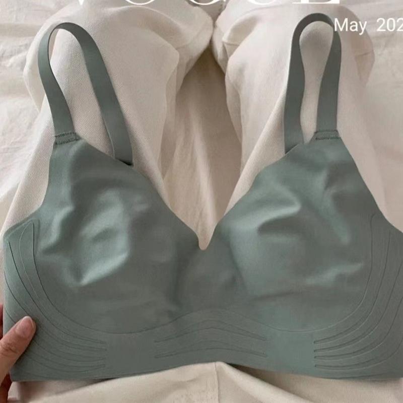 Thin Large Breasts Show Smaller Breasts, Rabbit Ears Breathable Seamless Underwear Women's Small Breasts Push-up Bra 8