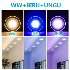 Lampu Led Downlight 3 Warna 9W Kuning Biru Ungu Inbow 9Watt