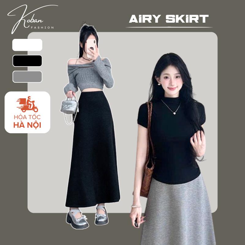 [KA10] Chân váy suông dáng dài KOBAN dài qua gối tới mắt cá chân cá tính đơn giản Nữ Women Voan