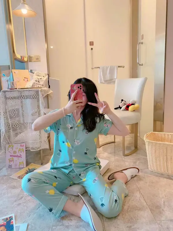 EMILY PIYAMA Baju Tidur Set Piyama Motif Buah Fit Lengan Pendek Celana Panjang Premium Pakaian Tidur Wanita Dewasa 6