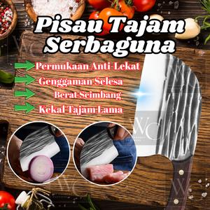 Pisau Dapur Tajam Kapak Potong Tulang Daging Ikan Alat Memasak Serbaguna Keluli Tahan Karat Multipurpose Chef Knife Heavy Duty Chopper Axe Forged Stainless Steel Bone Cutter Meat Cleaver Professional Sharp Blade Wood Handle Durable Vegetable Fruits Slicer