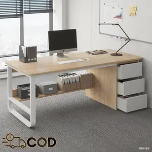 Meja Kantor Meja Komputer Meja Kerja Meja Kerja Minimalis Meja Belajar Kayu Set Kursi Meja Kantor Dengan Laci 120cm Meja Belajar, Meja Kantor Sederhana 120cm dengan Laci | 2-in-1 untuk Kantor dan Belajar, Model Kayu Stabil,