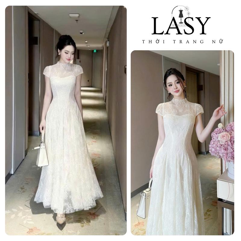 Đầm Váy Dự Tiệc Chất Ren Hoa Thời Trang Nữ LASY Đầm Xòe Dáng Dài Có Chun Lưng Co Dãn Tôn Dáng D1114
