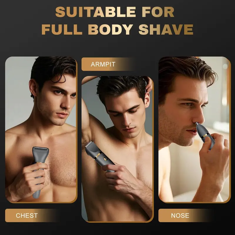 3 in 1 Body Trimmer for Men Ball Pubic Hair Trimmer Body Foil Shaver Razor Nose Ear Waterproof Wet Dry Groomer LED Display 2