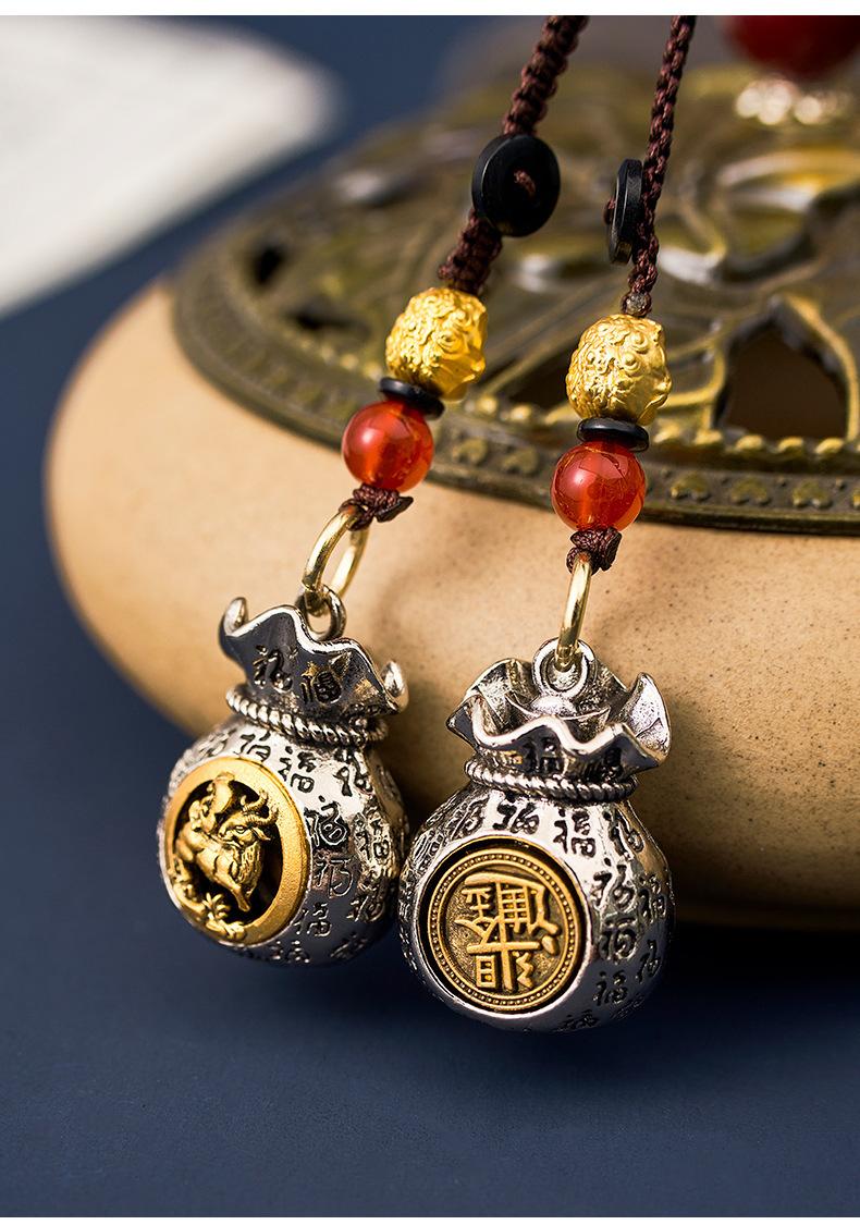 Product Introduction of Feng Shui pendant Chinese Zodiac Sun Dou gold Momofu money bag can be rotated fortune bag key Car key link pendant men and women fortune 13