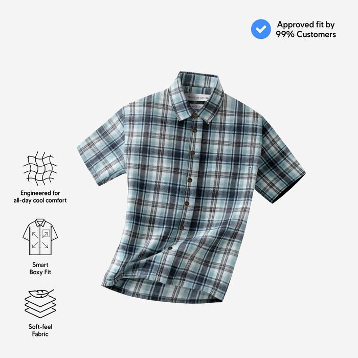 Gambar TENUE Kemeja Flannel Lengan Pendek - College - Navy Blue - L dari Tenue de Attire Kota Administrasi Jakarta Selatan Tokopedia