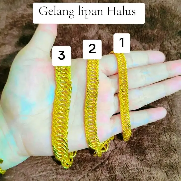 gelang lipan halus lapis emas balut kristal premium