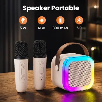 MEODY Speaker Bluetooth Karaoke Portable with 2 Microphone 800mAh 5W - K12