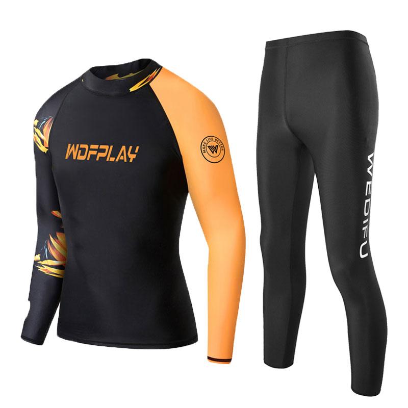 WDFPLAY men's UV Sun Protection Long Sleeve Rash Guard Wetsuit Swimsuit Top Diving Suit Men Split Long-Sleeved Trousers Sunscreen Quick-Drying Snorkeling Mother Clothing 6