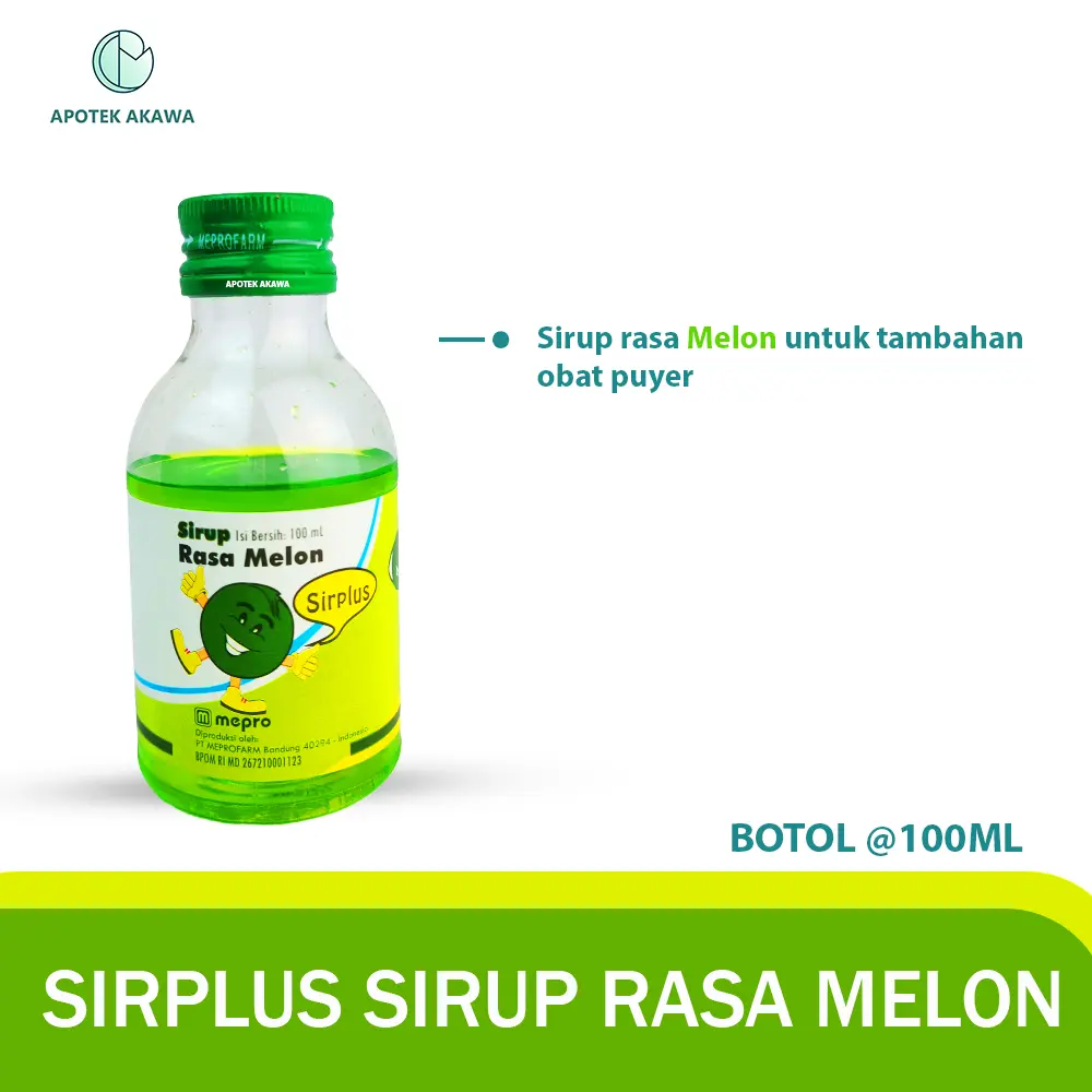 SIRPLUS SYRUP MELON BOTOL @100 ML / SIRUP PEMANIS OBAT PUYER / APOTEK AKAWA