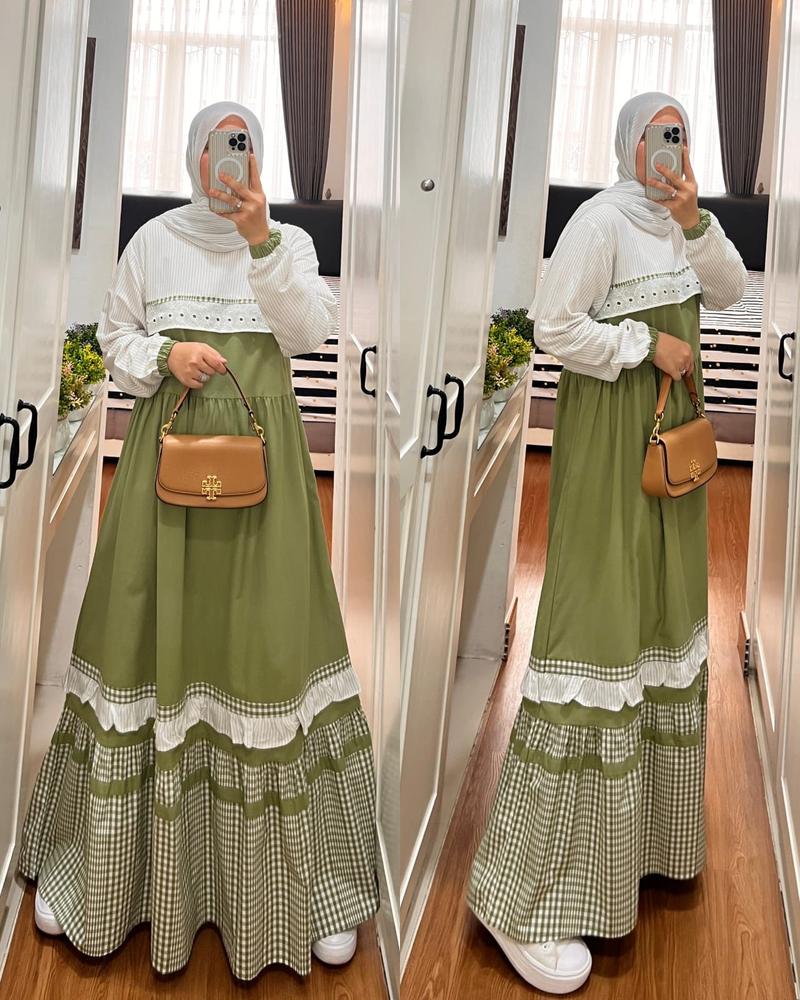 Product Introduction of SEO GAMIS SEMUT BY SYAINA TERBARU DAN KEKINIAN  Katun Polos Linen Muslim Nyaman Wudhu Wanita Dress Dewasa Lebaran gam is cantik 6