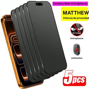 5 Protectores de Pantalla de Cerámica Mate con Privacidad, Compatibles con iPhone 17 Series, Antihuellas, Resistentes a Arañazos, Protección Duradera para Teléfono