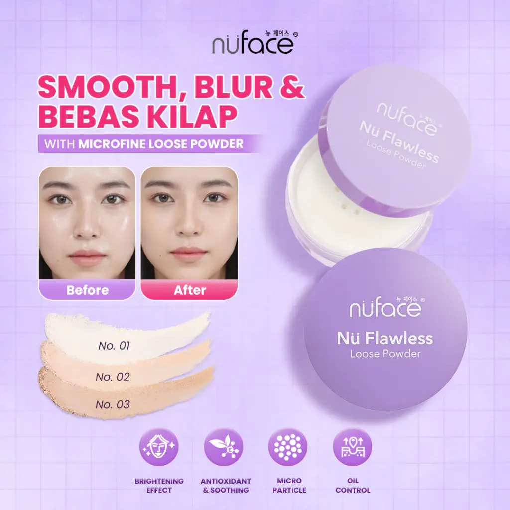 [BBD]  Nuface Loose Powder Light/Medium/Warm Beige - Loose Powder Microfine Lightening Dengan Tekstur Halus Dan Ringan Yang Menyatu Sempurna Di Kulit Memberikan Hasil Semi Matte Dan Wajah Tampak Glowing Tidak Kering