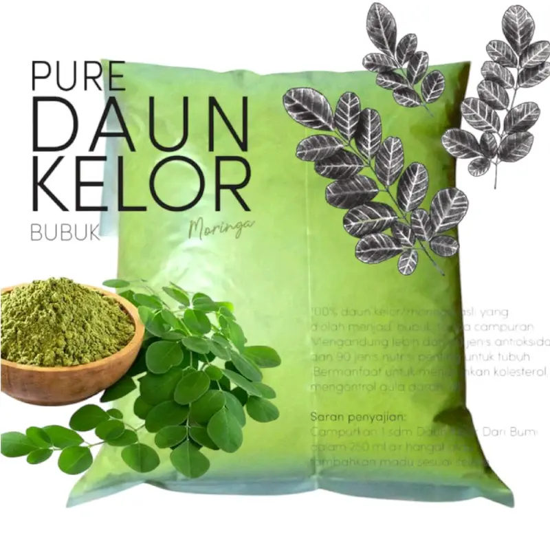 Daun Kelor Bubuk Murni Grad A 1kg Powder Hijau 2