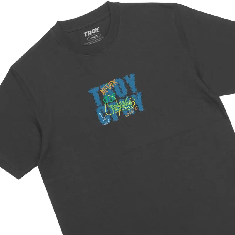 Troy Company Tshirt Dark Grey Naver Stop Trying - Kaos Pria Wanita Abu Gelap MT 2793 3