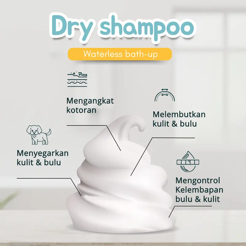 PET DRY SHAMPOO Anjing Kucing 200ml - Shampo Foam Tanpa Bilas - Shampo Kering Hewan Peliharaan 4