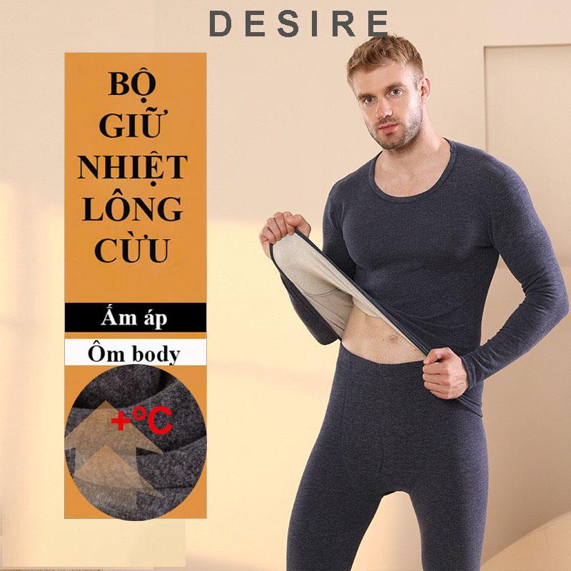 Bộ đồ giữ nhiệt nam cổ tròn có viền ấm áp mùa đông cao cấp siêu nhẹ Men winter warm DGN-02