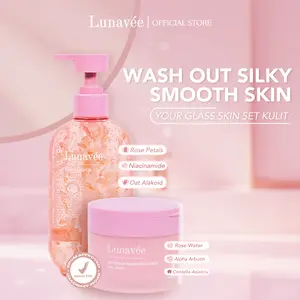 Lunavée - Set Rose Flowers Fragrance Body Wash 400ml & Ice Cream Fragrance Body Scrub 180gr BPOM Mencerahkan Kulit Ringan Radiant Hydration