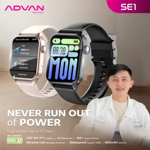 [Exclusive Rivel Sumigar] ADVAN Smartwatch SE1 AI Voice Assistant IPS 1.83” Wireless Bluetooth Call Waterproof IP68 600mAh Standby Time up to 30 Days