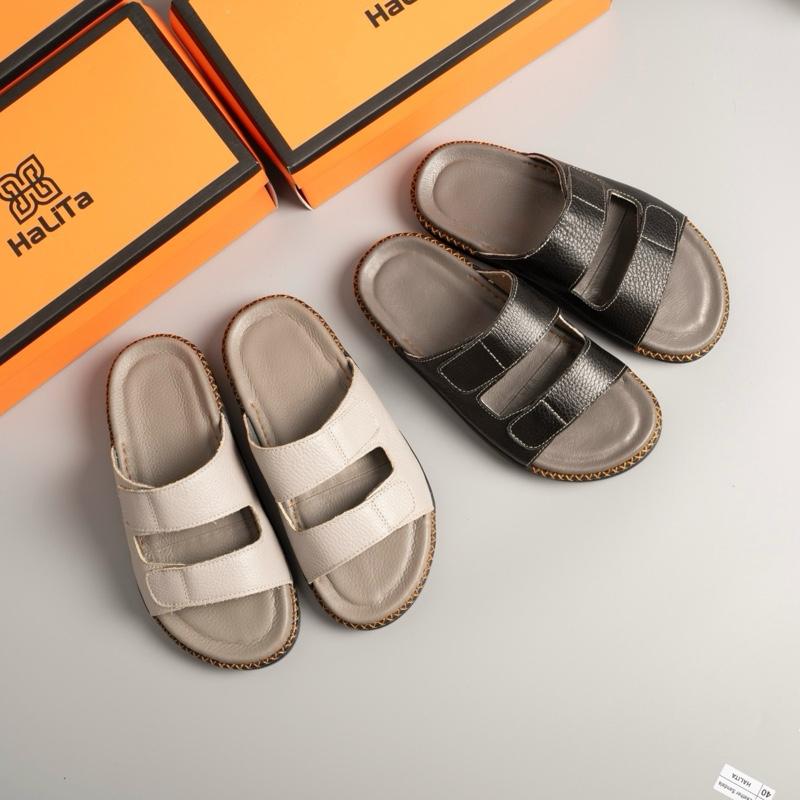   HaLiTa  Dép Nâng Chiều Cao Hai Quai Dành Cho Nam - Đế Cao Su Nhẹ Và Cao - Mặt Da Êm Chân - Khâu Chỉ Toàn Bộ 