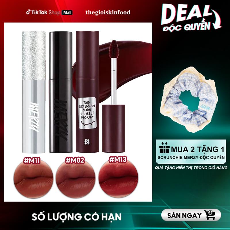 [M13 GLAM VỎ BẠC] Son Kem Lì Trang Điểm Merzy Noir In The Mellow Tint Cosmetic Mỹ Phẩm Women