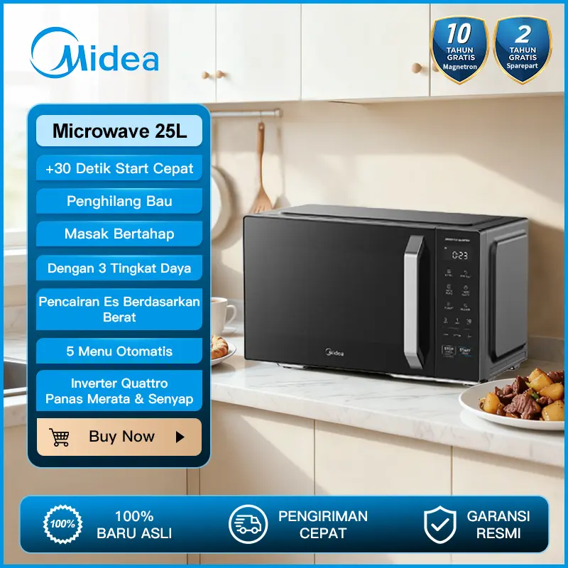 Midea 25L Microwave Oven Inverter Low Watt 450w MMO25PXA-EMPCGR