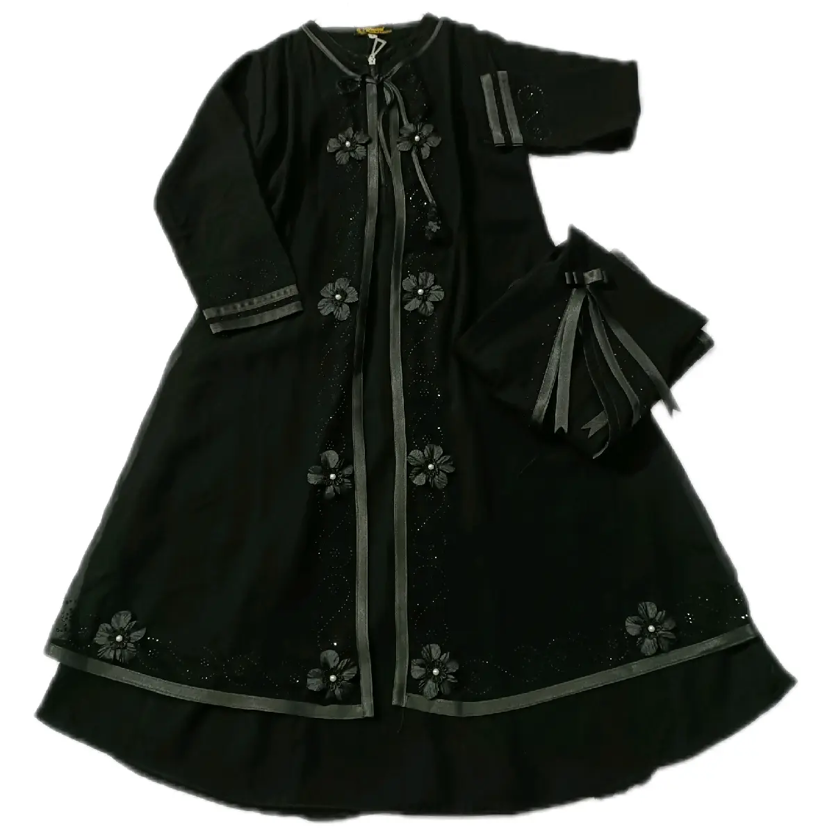 Setelan Gamis Anak Aurora Bahan Jetblack Mix Sifon Silky Baju, Jilbab, Cadar - Muslim