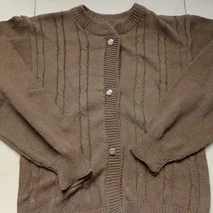 IMAS CABLE Crop Cardigan  Atasan wanita Korean style Knitwear Panjang kancing depan Baju Cewek Top Outer