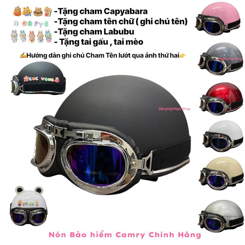 Mũ Bảo Hiểm Nữa Đầu 1/2 Kính Phi Công Siêu Hot - Hàng Chính Hãng Camry Helmet Thiết Kế Độc Đáo, Chất Lượng Cao